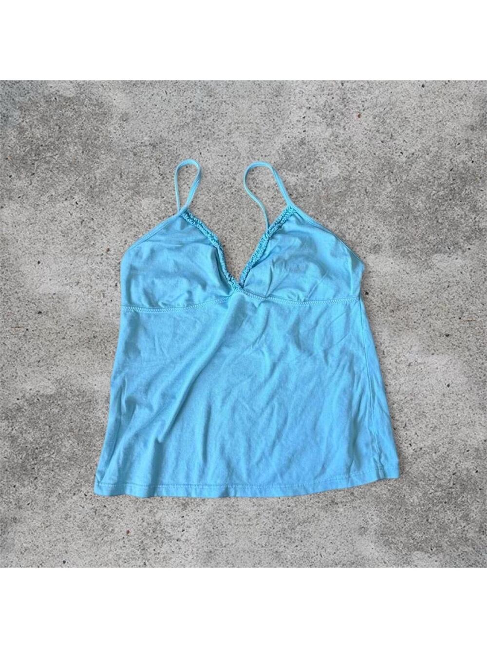 Brandy Melville sky blue ruffle Amara tank
